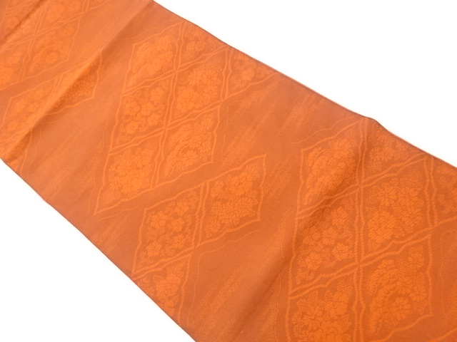 リサイクル　菱に花々模様織出し全通洒落袋帯